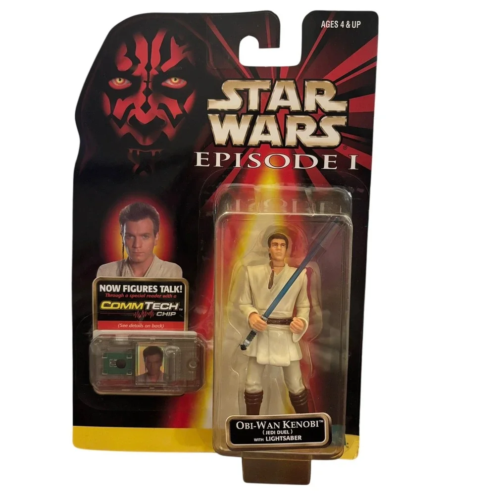 Star Wars Episode I Obi-Wan Kenobi Jedi Duel Action Figure CommTech Hasbro New - Picture 1 of 16